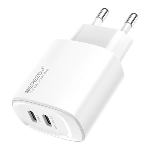 스피디 Gan 20W PD PPS 초고속 2포트 멀티 C타입 충전기, 화이트, 1개