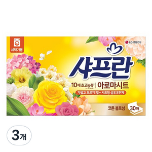 샤프란 아로마시트 시트형 섬유유연제 코튼 블러썸, 3개, 30매