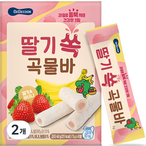 베베쿡 딸기 쏙 곡물바, 딸기맛, 40g, 2개
