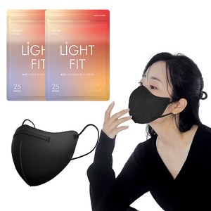 필나인 라이트 핏 2D 보건용 마스크 KF94 중형, 25매입, 2개, 모던블랙