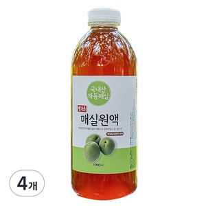 예가촌 100% 하동 국산 발효 매실원액, 1L, 4개