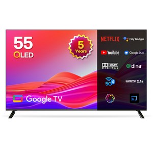 이노스 5년 무상AS 4K UHD QLED 구글 TV 55인치 티비, 고객직접설치, 스탠드형, G55QLED, 138cm(55인치)