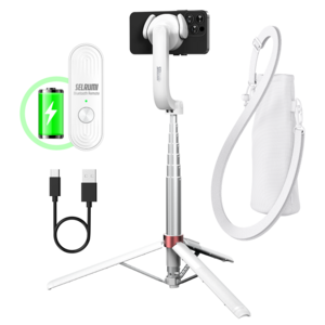셀루미 N52 맥스트롱 맥세이프 셀카봉 삼각대 130cm, SEL-MGS1350M, 화이트 + 로즈골드, 1개