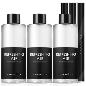 코코도르 디퓨저 리필액 3개 + 리드스틱 15개입, 리프레싱에어, 200ml