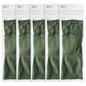 생활공작소 라텍스 고무장갑 양손세트 일반형, 딥그린, 중(M), 5개