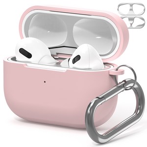 누아트 스무디 실리콘케이스 + 메탈 철가루 방지스티커, 에어팟프로, 연핑크