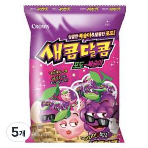 크라운 새콤달콤 포도 복숭아 츄잉캔디, 200g, 5개