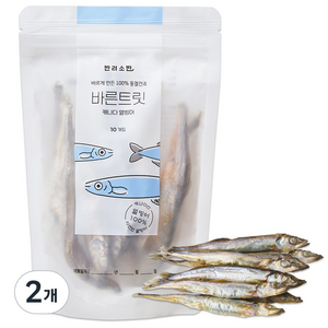 반려소반 바른트릿 강아지 간식, 열빙어, 40g, 2개