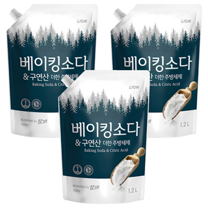 참그린 베이킹소다&구연산 더한 주방세제, 1.2L, 3개