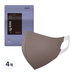 필나인 귀편한 이지핏 2D 새부리형 컬러 마스크 중형 벌크포장, 25개입, 4개, 샌드베이지