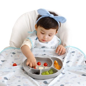 베이비클로 나시 일반형 이유식 턱받이, 고래블루, 1개, 1개입