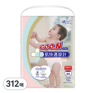 군 플러스 팬티형 기저귀 아동용, 중형(M), 312매