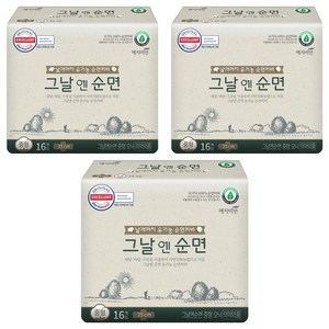 예지미인 그날엔순면 유기농 생리대, 중형, 16개입, 3개