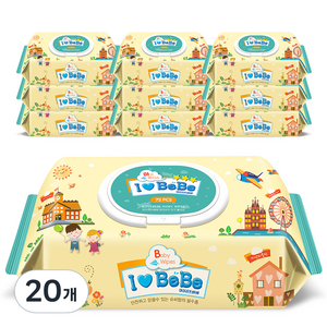 아이러브베베 아이보리 물티슈 캡형 62평량, 62g, 72개입, 20개