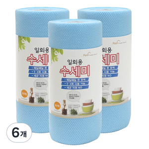 필굿리빙 일회용 수세미 60p, 블루, 6개