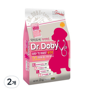 닥터도비 강아지 기능성 사료, 장건강/유산균, 2kg, 2개