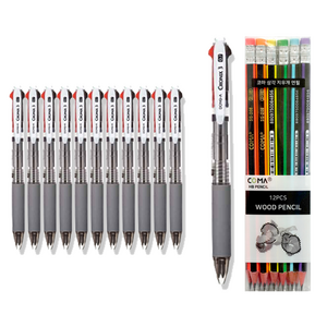 동아 크로닉스3 펜 0.7mm 12p + 투코비 코마 삼각 지우개 연필 SG-208 12p 세트