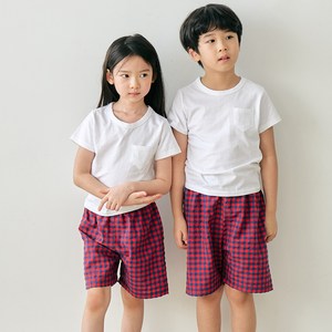 레브마인 아동용 스몰 아동체크 5부 파자마 바지