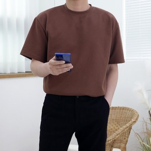 엘엑스티 남성용 와플 오버핏 반팔 라운드 티셔츠