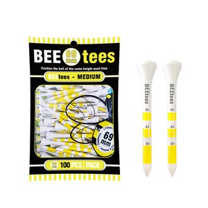 BEEtees 대용량 우드 골프티 100p, 옐로우