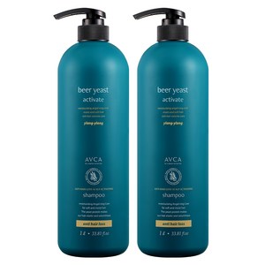 아브카 맥주효모 두피케어 탈모증상완화 샴푸 일랑일랑, 1000ml, 2개