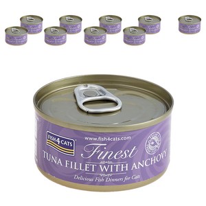 피쉬포캣 전연령용 고양이 주식캔, 참치+앤초비, 70g, 10개