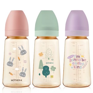 마더케이 베이직 PPSU 젖병 280ml 트리플 세트, 토끼블라썸, 포레스트, 베베라일락, 1세트