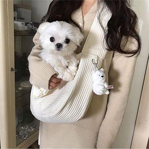 더플로우컴퍼니 엄빠가 반려동물 퓨어하면 너도 좋지 강아지 고양이 이동 가방, 크림