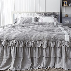 류금숙 여자의 마음 바이오워싱 광목프릴 차렵이불 + 베개커버 2p + 프릴 침대커버 세트