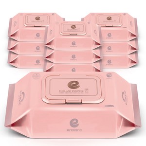 앙블랑 세이프 인디핑크 아기 물티슈 캡형 63gsm, 72매, 10개