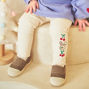 몰리멜리 여아용 래빗 웨이브 기모 골지 레깅스