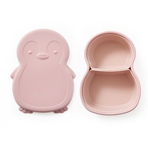 마미스테이블 아동용 펭귄 건식 플래티넘 실리콘 도시락통, 미스티로즈, 1개