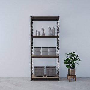 스피드랙 조립식 철제 앵글 선반, 블랙, 4단