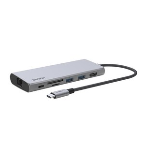 벨킨 7in1 USB C타입 멀티 포트 어댑터 허브 INC009, 실버그레이