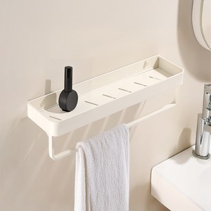 한봄누리 수건걸이 욕실 무타공 일자 선반, 아이보리, 1개