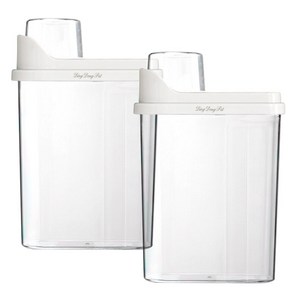딩동펫 반려동물 투명 밀폐 사료통 2p, 화이트, 2.5L, 2개