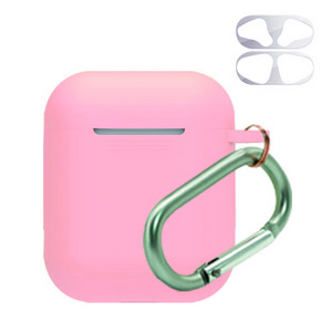 마니연구소 젤리 에어팟 1/2세대 키링 케이스 + 철가루방지 스티커 랜덤발송, 베이비 핑크
