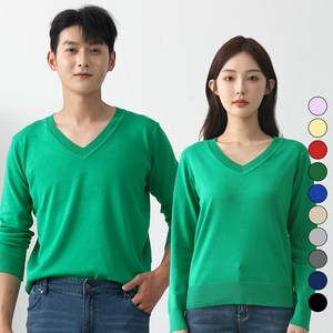 턴키 빅사이즈 기본 브이넥 스판 니트 티셔츠 FT-081