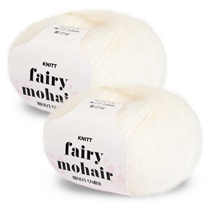 니뜨 페어리 모헤어 뜨개실 25g, 크림, 2개