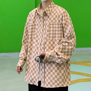 체커보드 스트릿 패션 유니크 데일리 셔츠