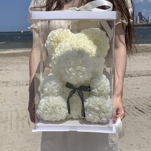 조화 로즈베어 장미곰돌이 꽃다발 + 케이스 세트 대, 아이보리