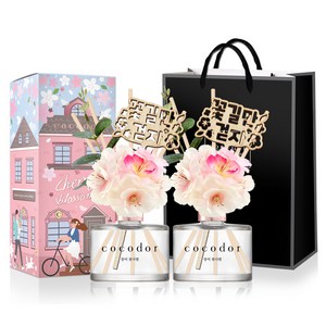 코코도르 벚꽃 디퓨저 200ml x 2p 세트 + 쇼핑백, 장미꽃다발