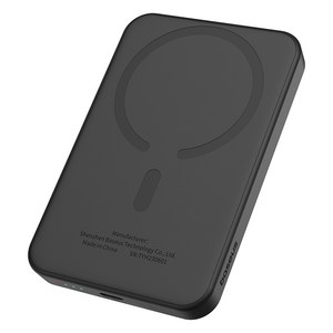 베이스어스 마그네틱 미니 무선 초고속 보조배터리 충전 파워뱅크 5000mAh 20W + C타입-C타입 충전케이블 30cm 세트, PPCXM05, 클러스터 블랙