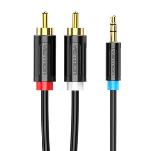 벤션 순동 3.5mm 스테레오 2 RCA 오디오 케이블 10m, 블랙, BCLBK