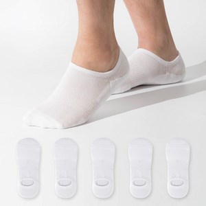 시너싹스 남성용 벗겨짐 제로 파일 쿠션 스포츠 덧신 양말 6켤레 세트, 화이트