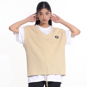 카네브로스 와플원단 베이직 와펜 브이넥 베스트