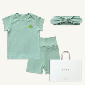 베이비앤아이 여름 골지 모달 실내복 + 리본 헤어밴드 + 쇼핑백 세트