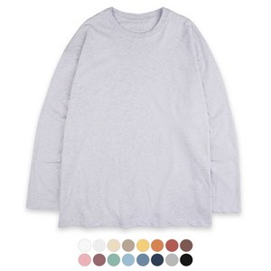 [오버나인] 남녀공용 베이직 무지 코튼 오버핏 빅사이즈 긴팔 커플 티셔츠 16색상
