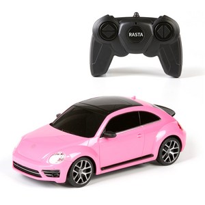 라스타 1:24 스케일 폭스바겐 더 비틀 무선조종 RC카, 핑크
