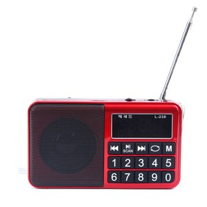 부모님 등산 낚시 선물 효도라디오 휴대용스피커 MP3, 빨강 (레드)